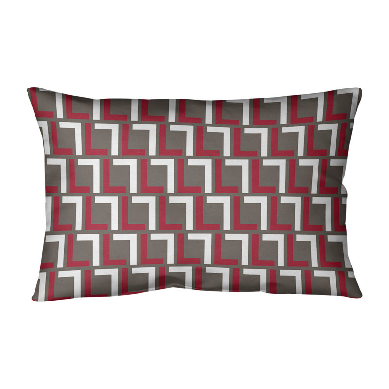Housse de coussin rectangulaire Tampa Bay, Faux lin, Rouge / blanc / étain
