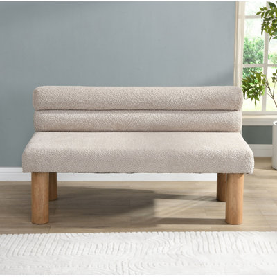 Banc de salle à manger rembourré, bout de lit, banc d'entrée, repose-pieds pour la salle à manger, chambre à coucher, salon, pieds en bois d'hévéa, support de 300 lb, gris clair