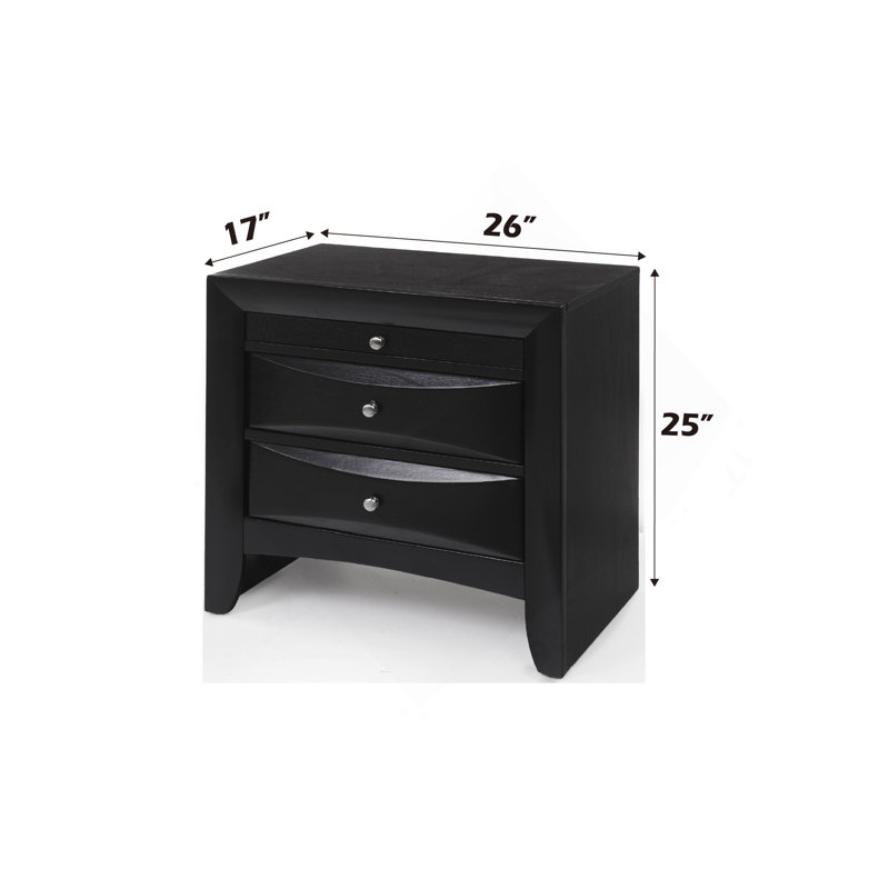 Ireland  Black Finish Nightstand, Black
