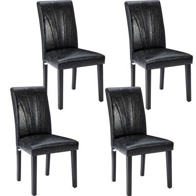 Chaises d'appoint rembourrées de cuisine et de salle à manger avec dossier haut, 4 pièces Trischa