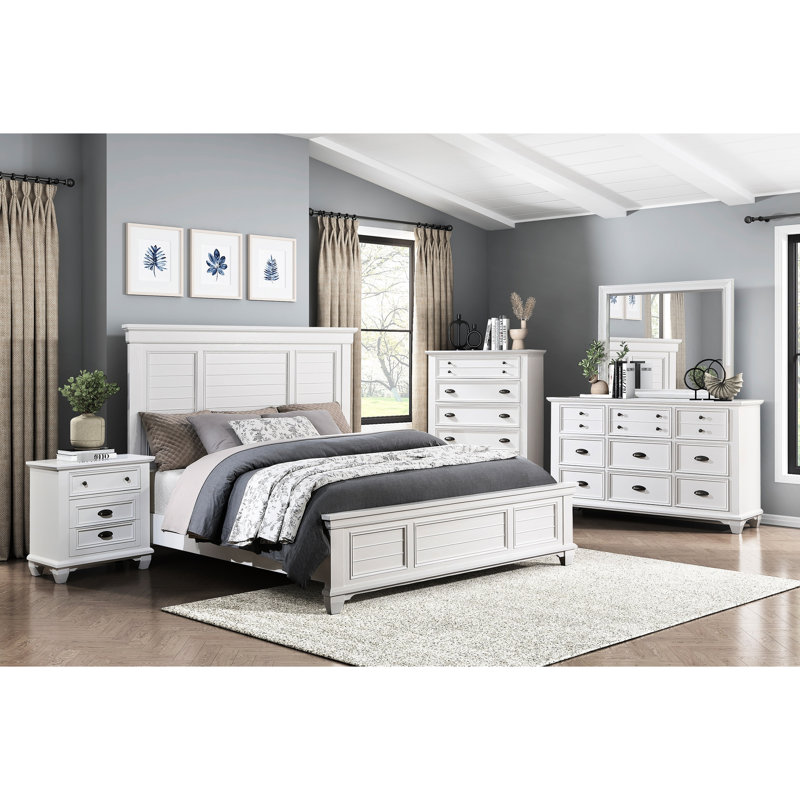 Table de chevet blanche avec deux tiroirs - article en bois 2 pour la chambre à coucher