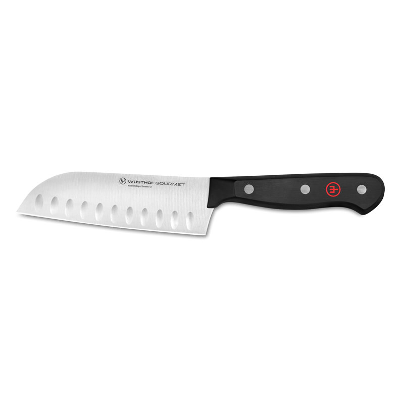 WÜSTHOF Gourmet 5" Hollow Edge Santoku Knife, Black, 5"