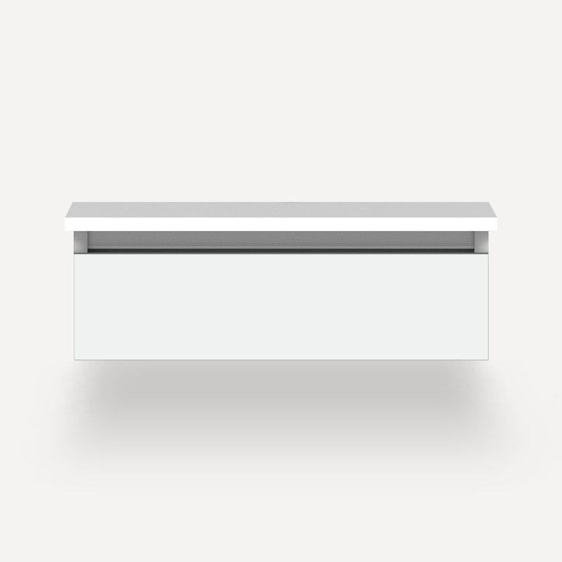 Cartesian Vanity 24"W, Matte White, White Zeus Extreme