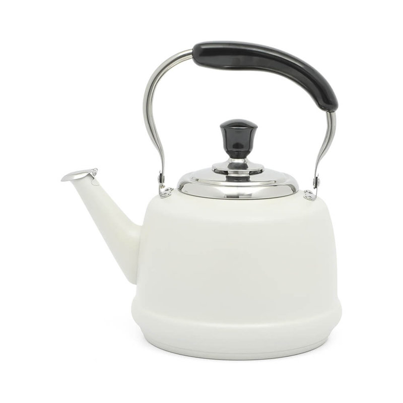Martha Stewart Kingstree Large 2 Qt Heavy Gauge Stainless Steel Whistling Tea Kettle, White