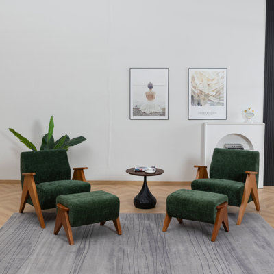 Upholstered Armchair with Footstool