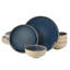 Service de table en grès de 12 pièces Gibson Elite Manila Bay, service pour 4, assiettes et bols artisanaux en glacis réactif, bleu, motif rond-421785068