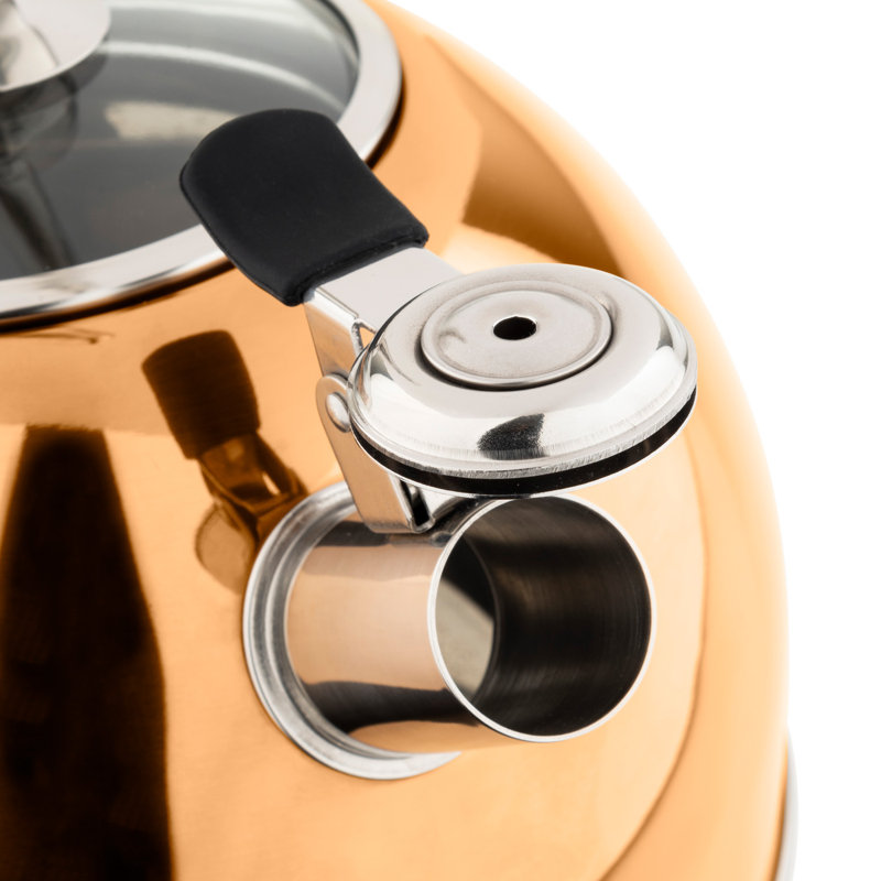 Viking 2.6-Quart Stainless Steel Kettle with 3-Ply Base, Rose Gold