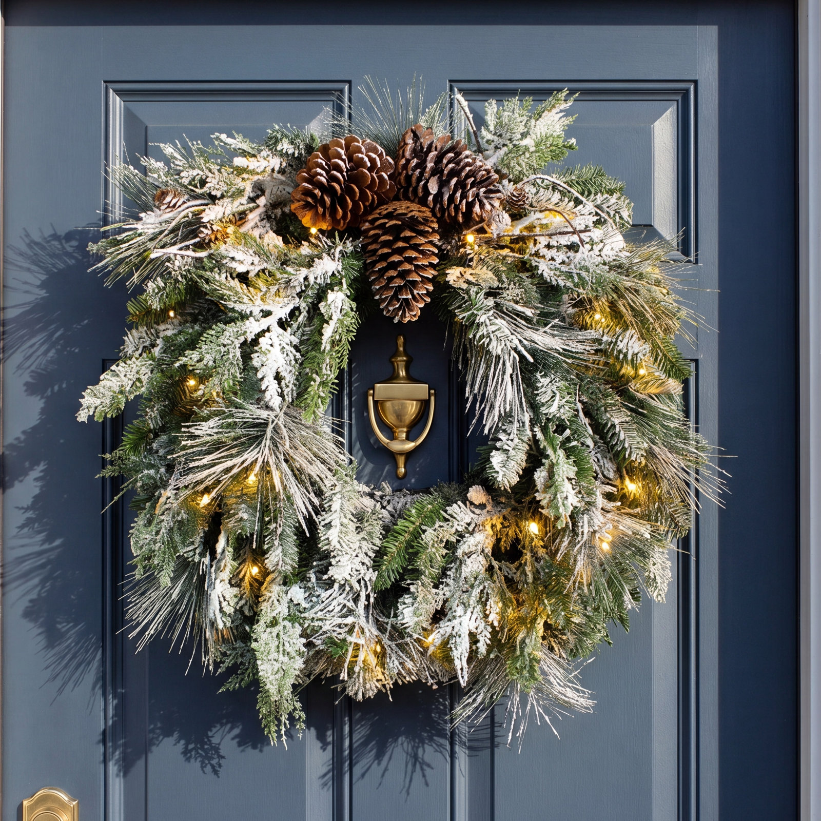 24'' Faux Pine Lighted Wreath