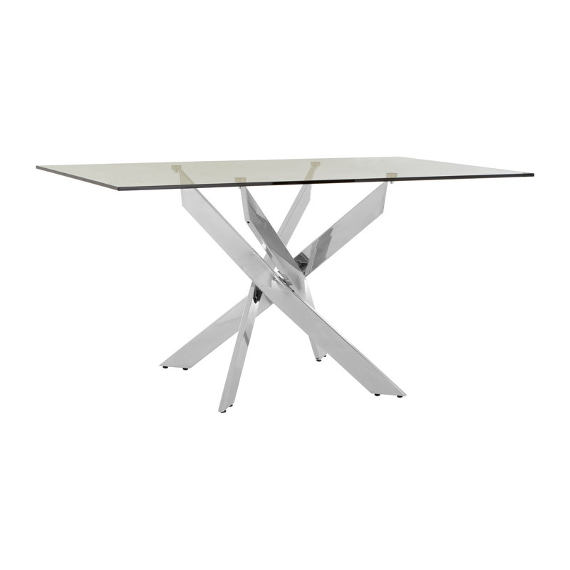 Glass Top Metal Base Dining Table