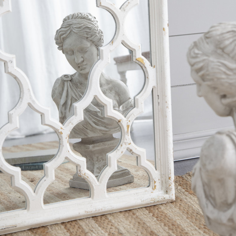 Miroir de plancher blanc vieilli