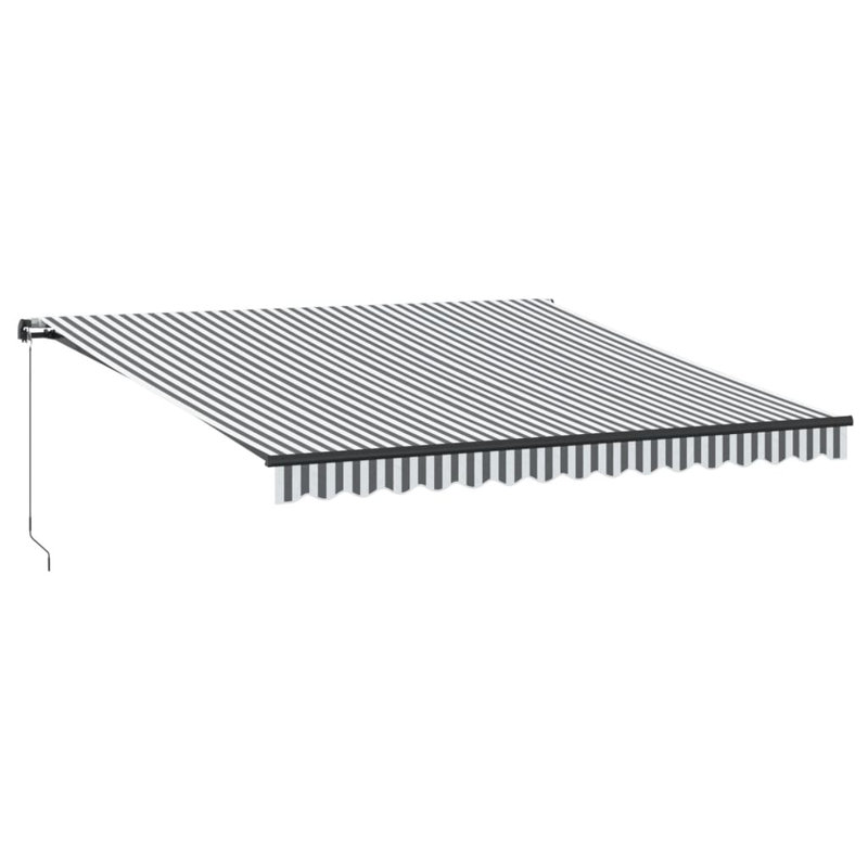 Dakota Fields Polyester Cover Retractable Patio Awning, Striped, Anthracite/White/Black, 400 x 350cm
