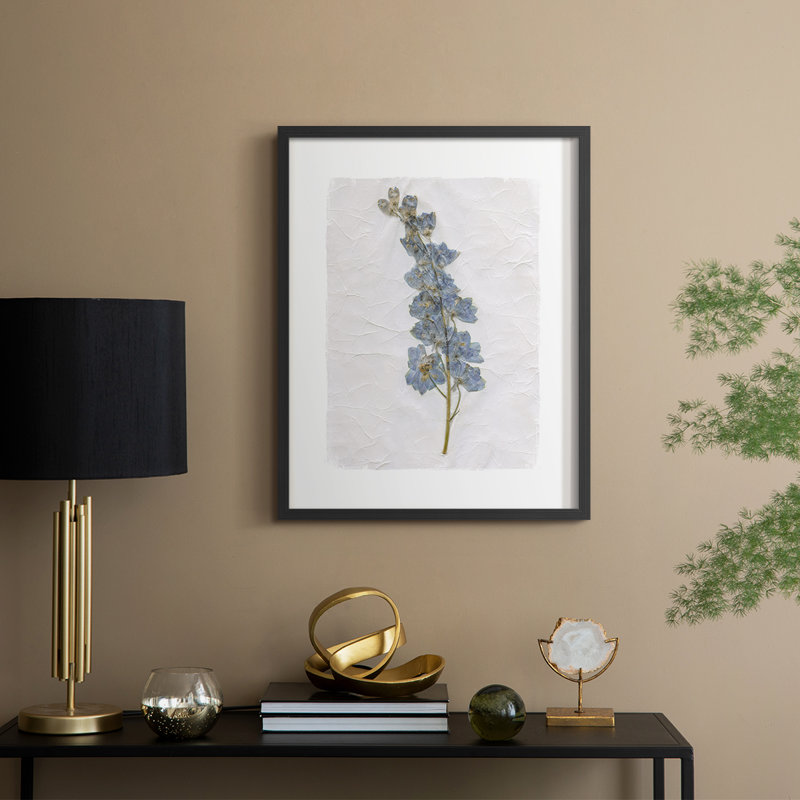 Découpage floral I, reproduction encadrée - bois massif, H 11 po x l 9 po, Noir, noir, noir, noir
