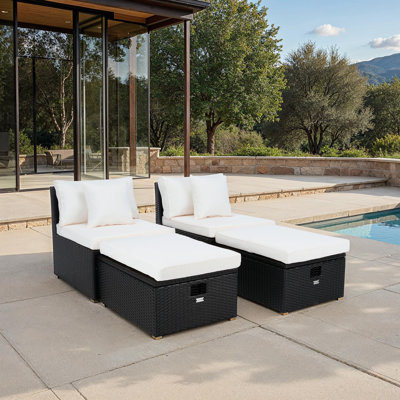 Jannik Wicker Outdoor Armless Lounge Chair with Ottoman