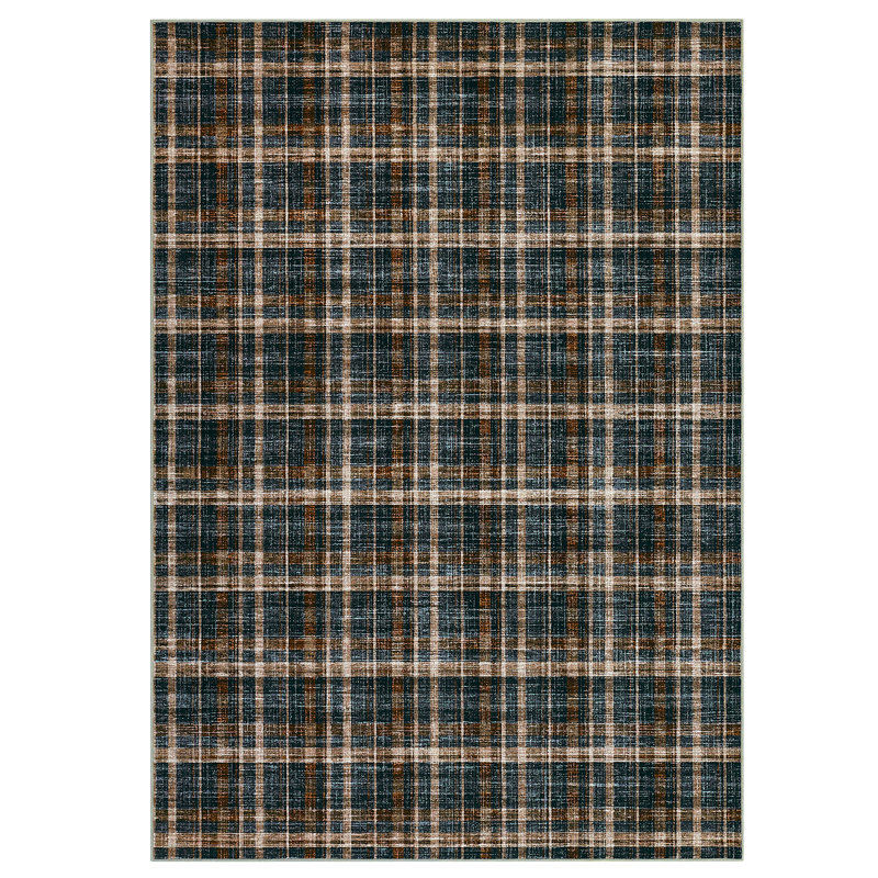 Washable Rug 9x12 Area Rugs for Living Room Modern Plaid Rugs for Bedroom Decor Ultra Soft Large Rug Non Slip Throw Rug Tartan Carpet for Bedroom