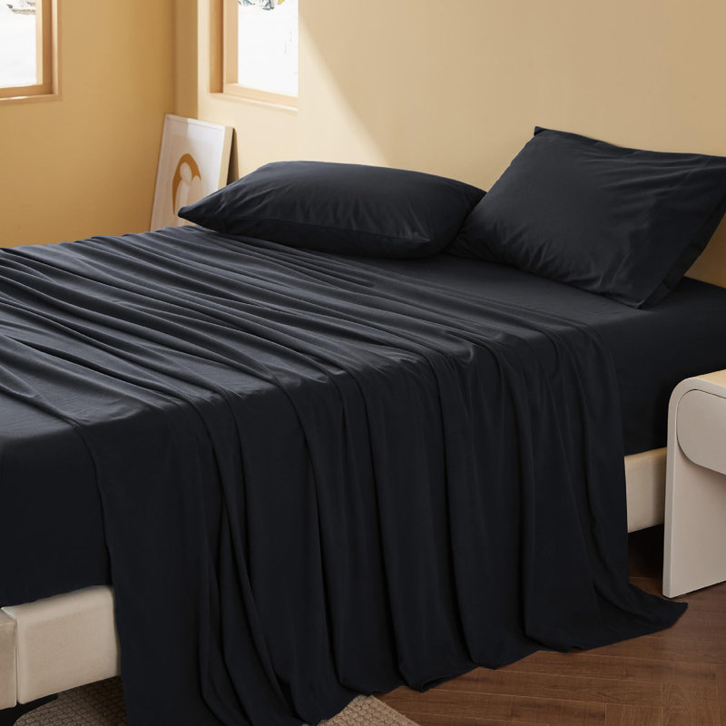 Draps de flanelle Holiday Vibe for Your Home, Ensemble de drap grand avec un drap-housse et deux, Noir