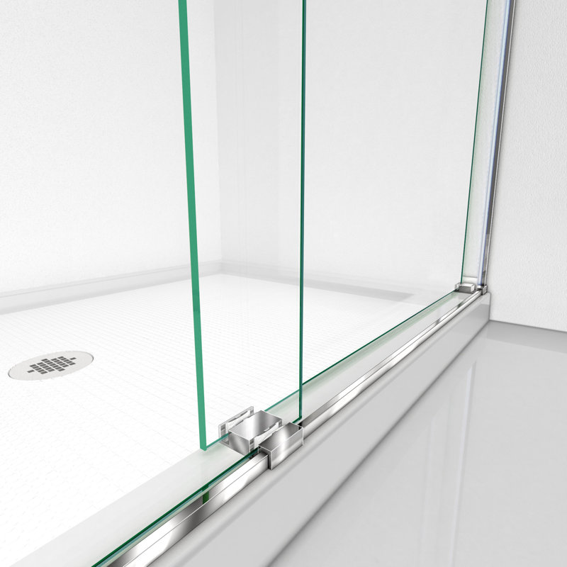 Essence 56" W x 60" W x 76" H Bypass Semi-Frameless Shower Door with Clearmax™ Technology, Chrome