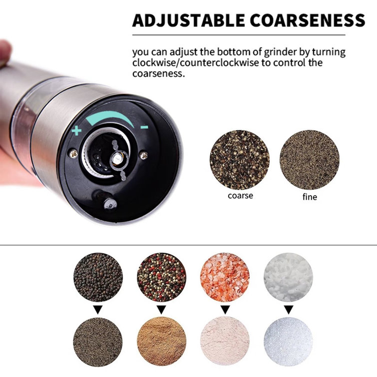 Aptoco Flathead Electric Salt and Pepper Grinder, Salt & Pepper