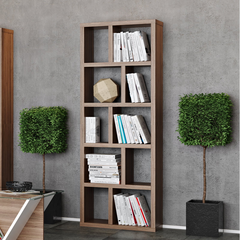 Bibliothèque cubes Stetson, Noyer, (5 tablettes) H 78 po x l 28 po x P 13 po