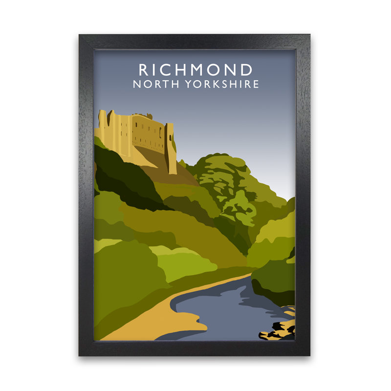 Richmond Castle North Yorkshire by Richard O'Neill - Single Picture Frame Print, 84.1 cm H x 59.4 cm W, Black