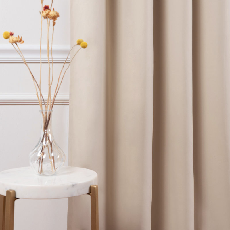 Schaeffer Solid Blackout Thermal Grommet Curtain Panels, Beige, 52" W x 72" L