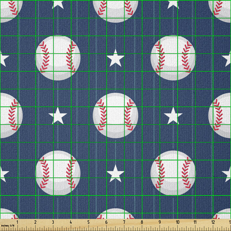 Deaudre Baseball on Striped Stars Multi-Purpose Fabric