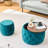 Round Blue 41 Nesting Velvet Ottomans, Space Design, Storage With Removable Lids, Footstool, Wood Tray, No Assembly, Medium-Firm, Polka , Modern Ottomans Of 2, Use, Foot Stool, Space,-5711110