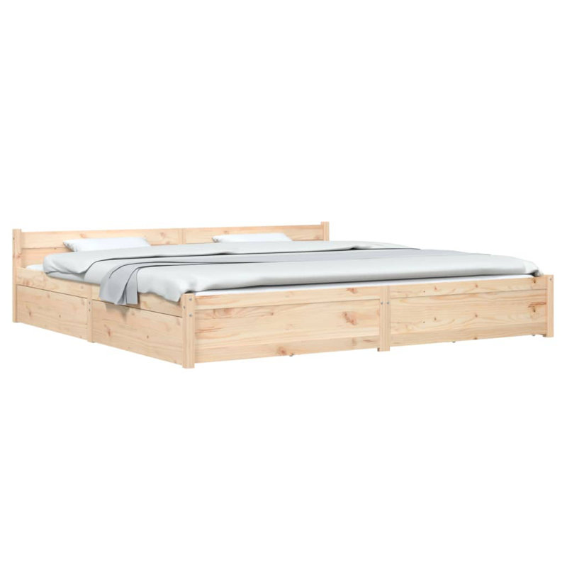 Bed Frame with Drawers, Brown, Kingsize (5')