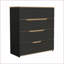 Ensemble de chambre à coucher 2 pièces, armoire London + commode Aralia, noir / chêne clair | Panneau de particules | Commodes combinées