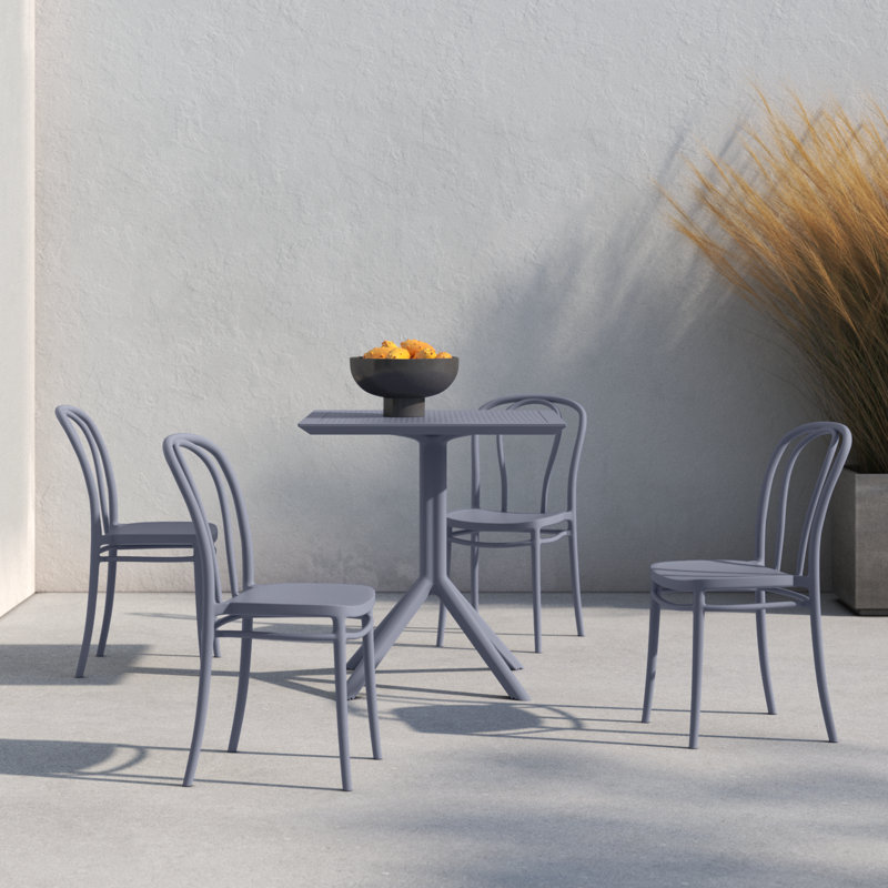 Altus Square 4 - Person 31.5" Long Dining Set, Dark Gray