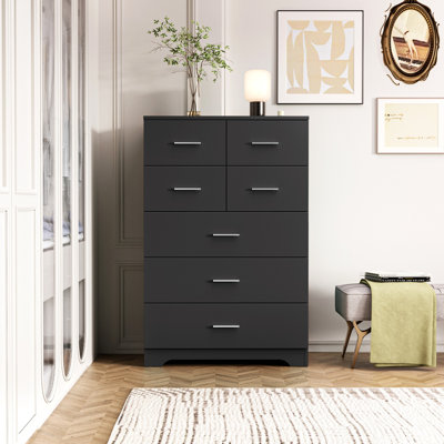Armoire de rangement en bois à 7 tiroirs avec organisateur de sortie intégré pour la chambre à coucher, le salon et le bureau