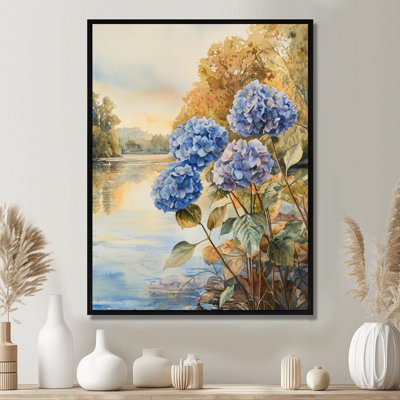 Hydrangeas By The Riverbank II - Hydrangea Canvas Art