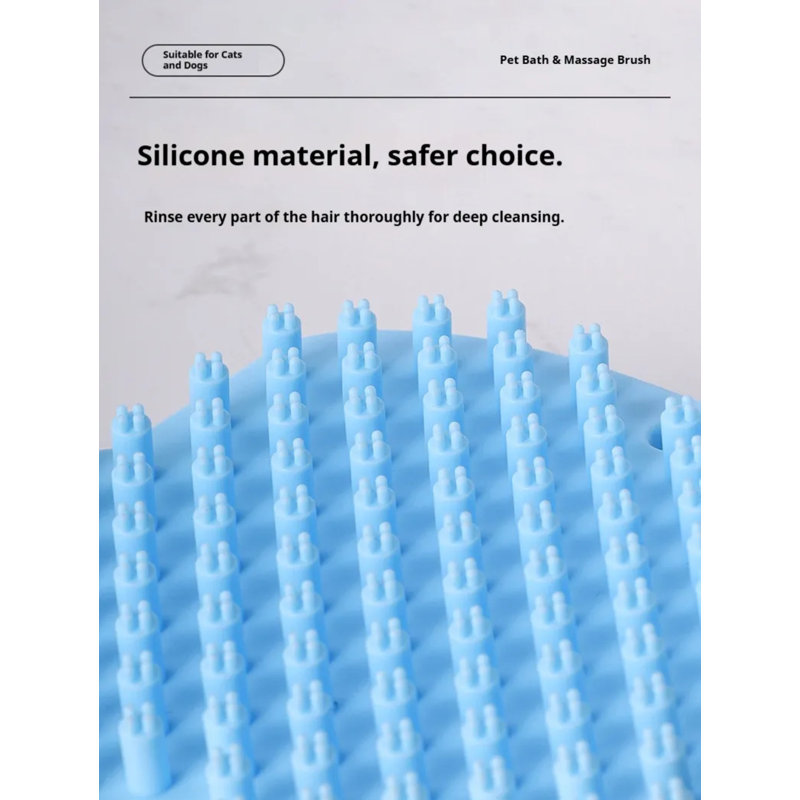 Brosse en forme de patte pour salle de bain et de toilettage en silicone pour animaux - Peigne de déshumidification humide / sec 2-en-1 avec massage apaisant pour chiens et chats, transparent
