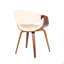 Chaise d'appoint Mid-Century moderne en bois de noyer et similicuir crème-1687817009