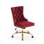 Fauteuil de bureau rouge vin, fauteuil de bureau moderne capitonné en velours avec base en métal doré, chaise de bureau pivotante réglable, Sw1923wr-1361922701