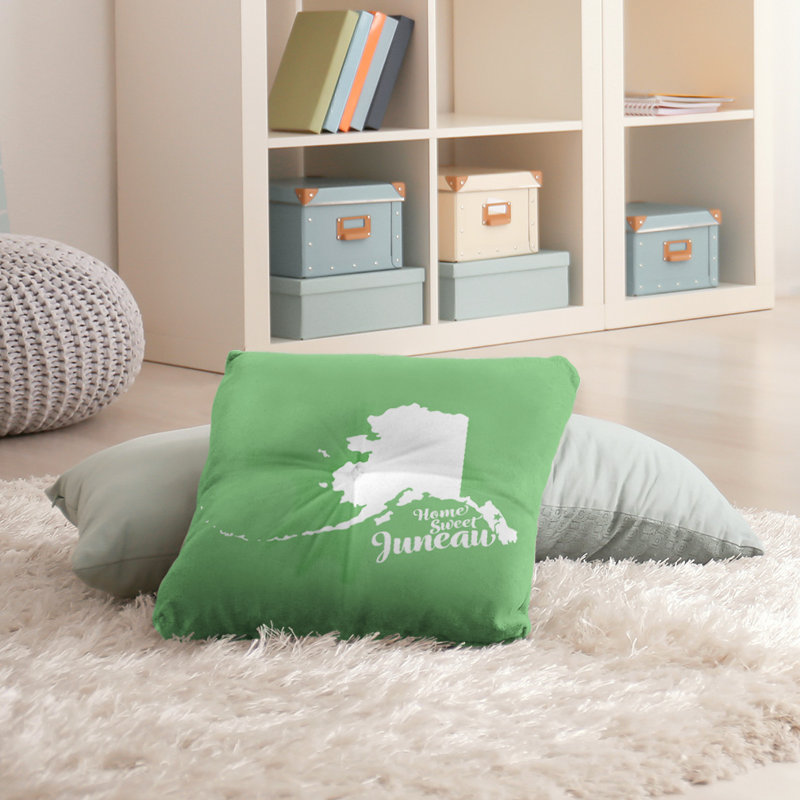 Reversible Throw Pillow, 30" H x 30" W, Green, Juneau/Alaska