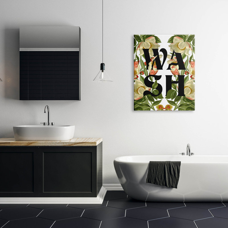 «Wash Flower Blossom Bath», art mural par Lil 'Rue, H 40 po x l 30 po x P 1,5 po, Toile tendue