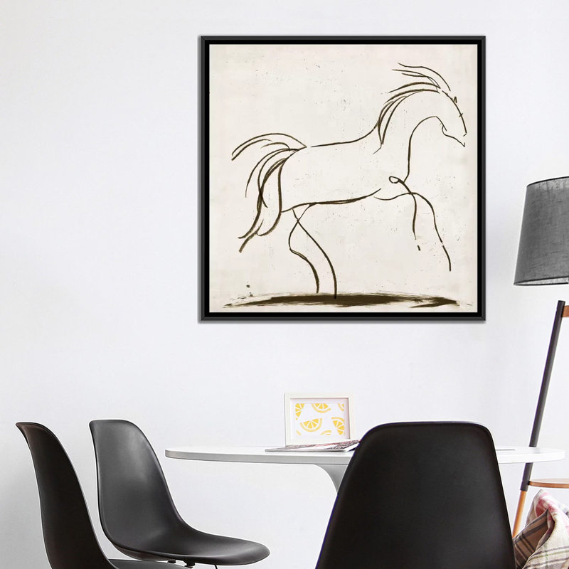 «Horse II», reproduction sur toile, H 18 po x l 18 po x P 1,5 po, Toile avec cadre noir, Pas de tapis