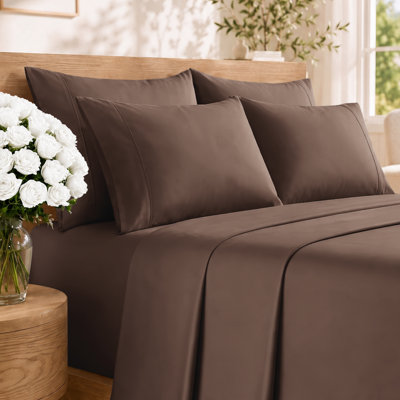 6 Piece Sheet Set, Soft Cooling Bed Sheets, Breathable & Wrinkle Free, Hotel Luxury Bedding