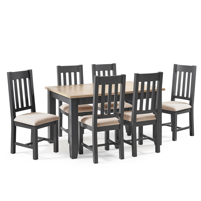 Adalaina Dining Table & 6 Bordeaux Dining Chairs