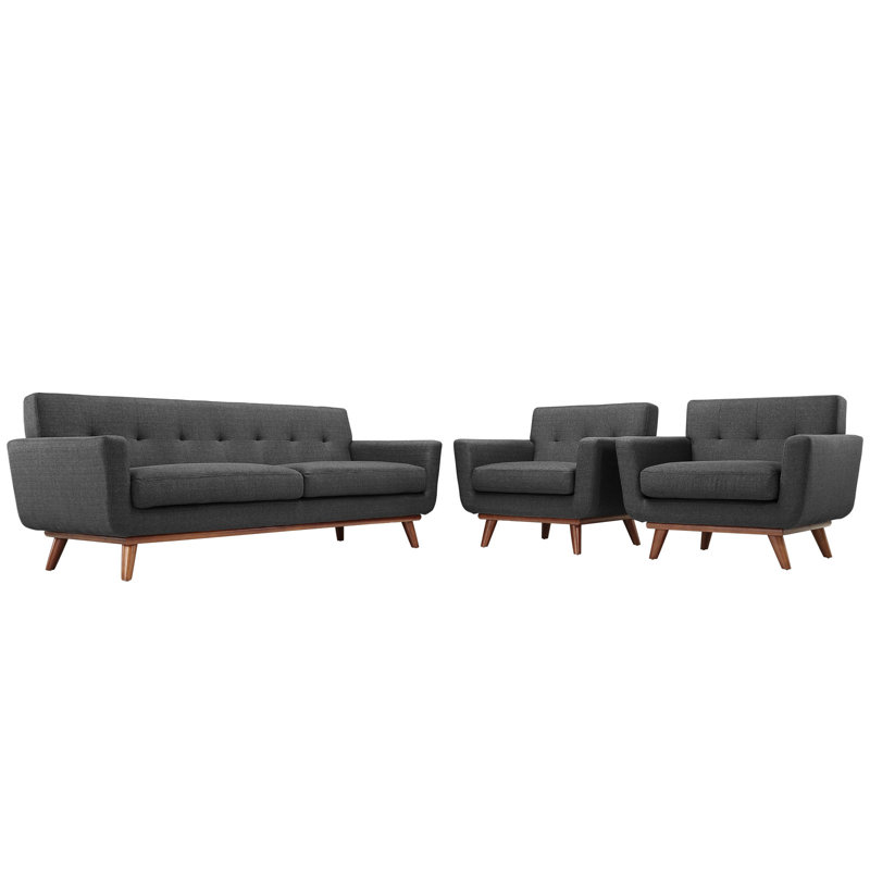 Ensemble de fauteuils et canapés 3 pièces Engage, Mélange de polyester gris