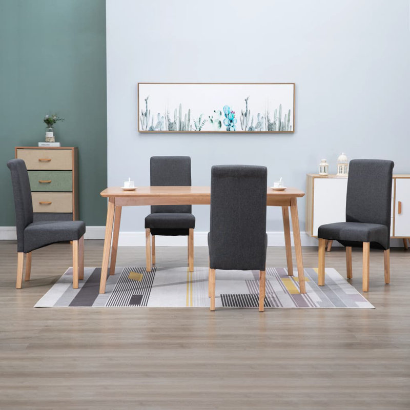 Chaise d'appoint rembourrée avec structure en bois, gris, 4