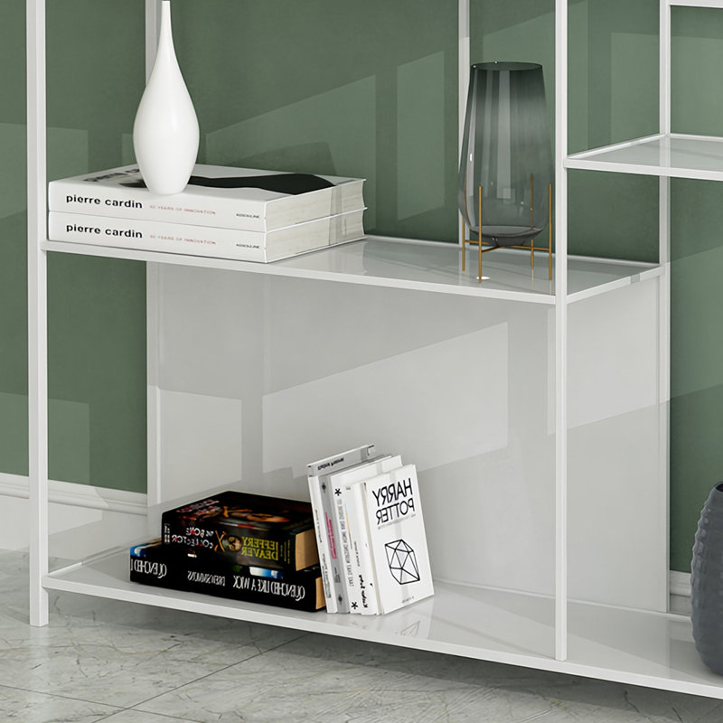 Luxurious and high-quality bookcase, (8 Shelves) 78.7"H x 47.2"W x 9.8"D, White