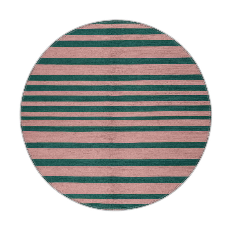 Tapis intérieur / extérieur bleu HorizontalStripes, Rond 5 pi