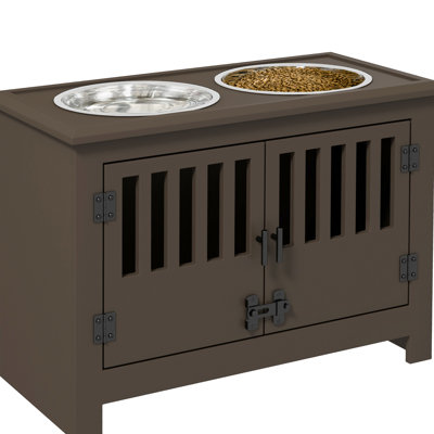 Grande station d'alimentation pour chien, finition. Avec 37l de rangement. Favorise une meilleure digestion pour les chiens. Support à bol surélevé avec armoire. Accessoires pour animaux Space. Améliore l'alimentation. Orienté