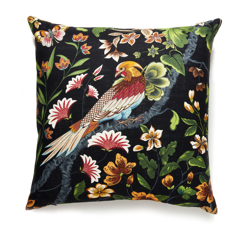 Woodland Estate Linen Square Pillow Cover & Insert, Black Ruby