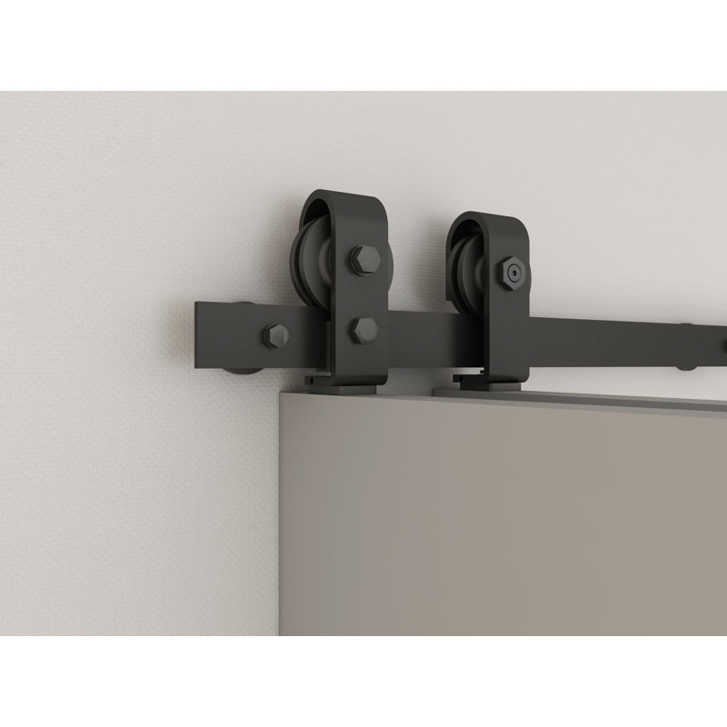 Stained Pine Wood Bi-Fold Double Barn Door with Sliding Hardware Kit, Weather Grey, 72" x 84"