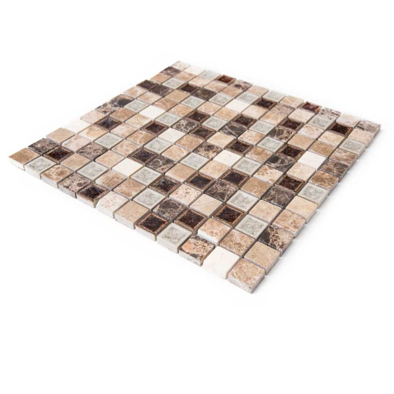 1" x 1" Glass Stacked Stone Mosaic Wall & Floor Tile, Brown