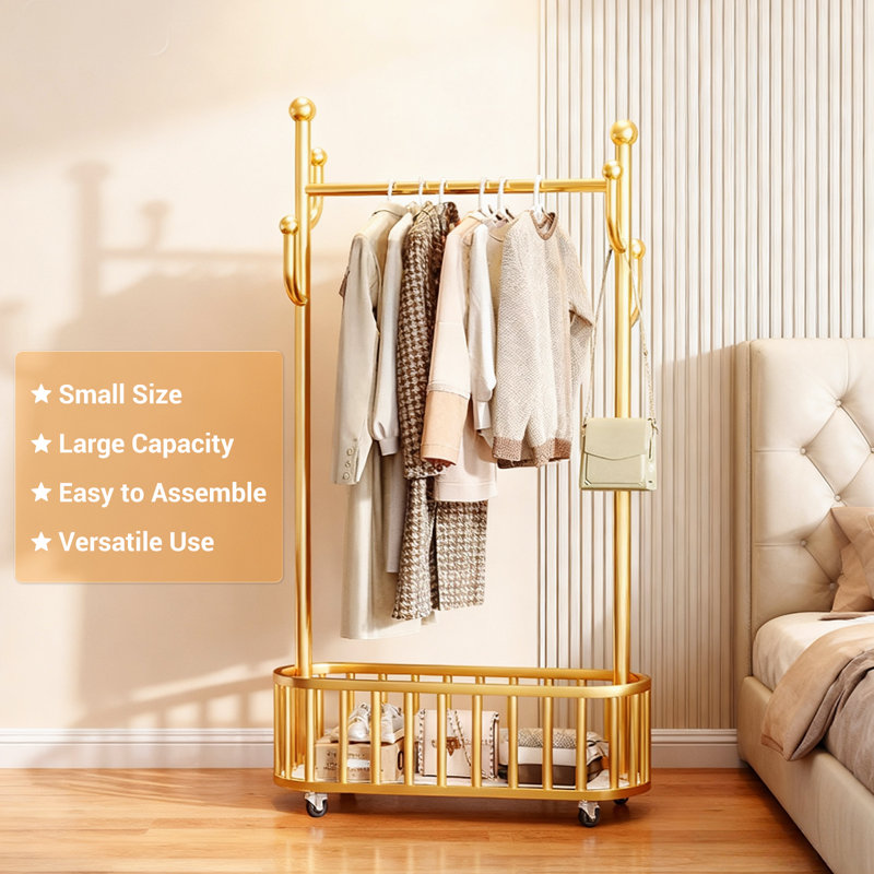100cm Rolling Clothing Rack, Gold
