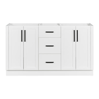 Ariel Loren 60 Inch Double Sink Base Cabinet in White