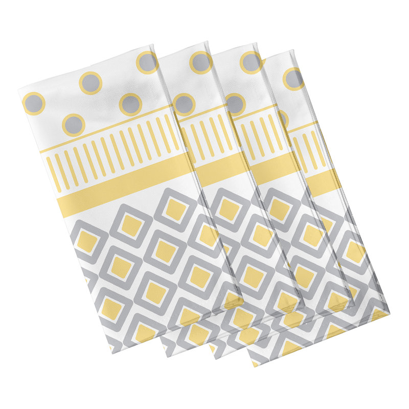 Ferrier Polyester Geometric Square Napkin, Yellow
